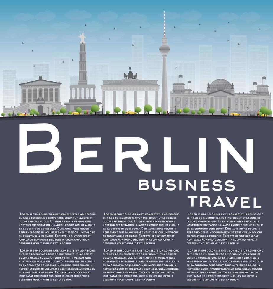 berliner skyline mit grauem gebäude, blauem himmel und kopierraum vektor