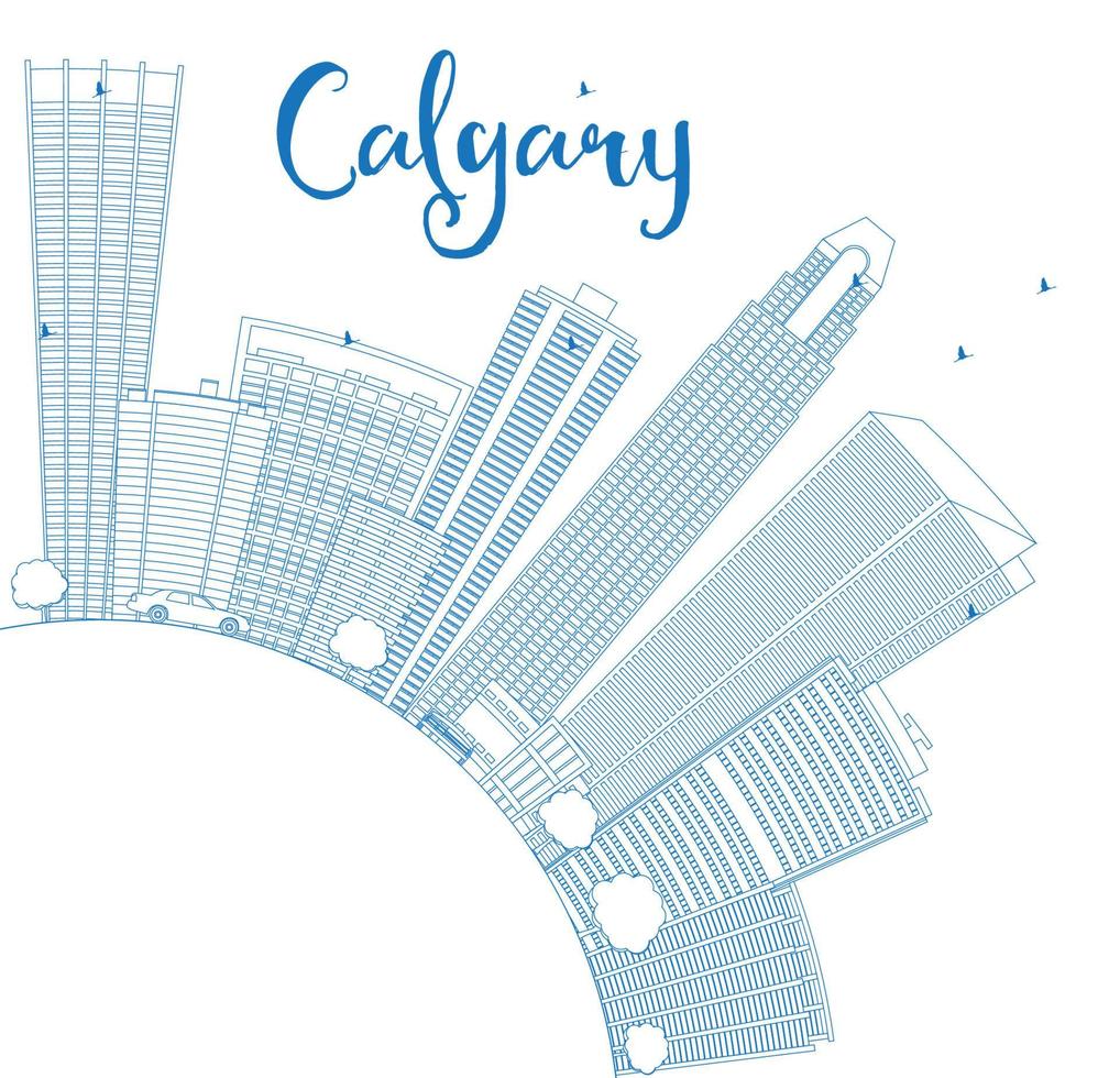 disposition calgary skyline med blå byggnader och kopiera utrymme. vektor