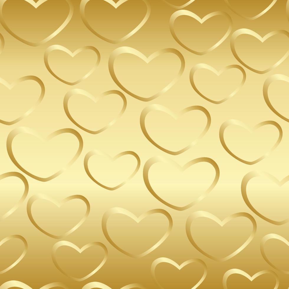 guld glittrande sömlösa mönster bakgrund med hjärtan vektor