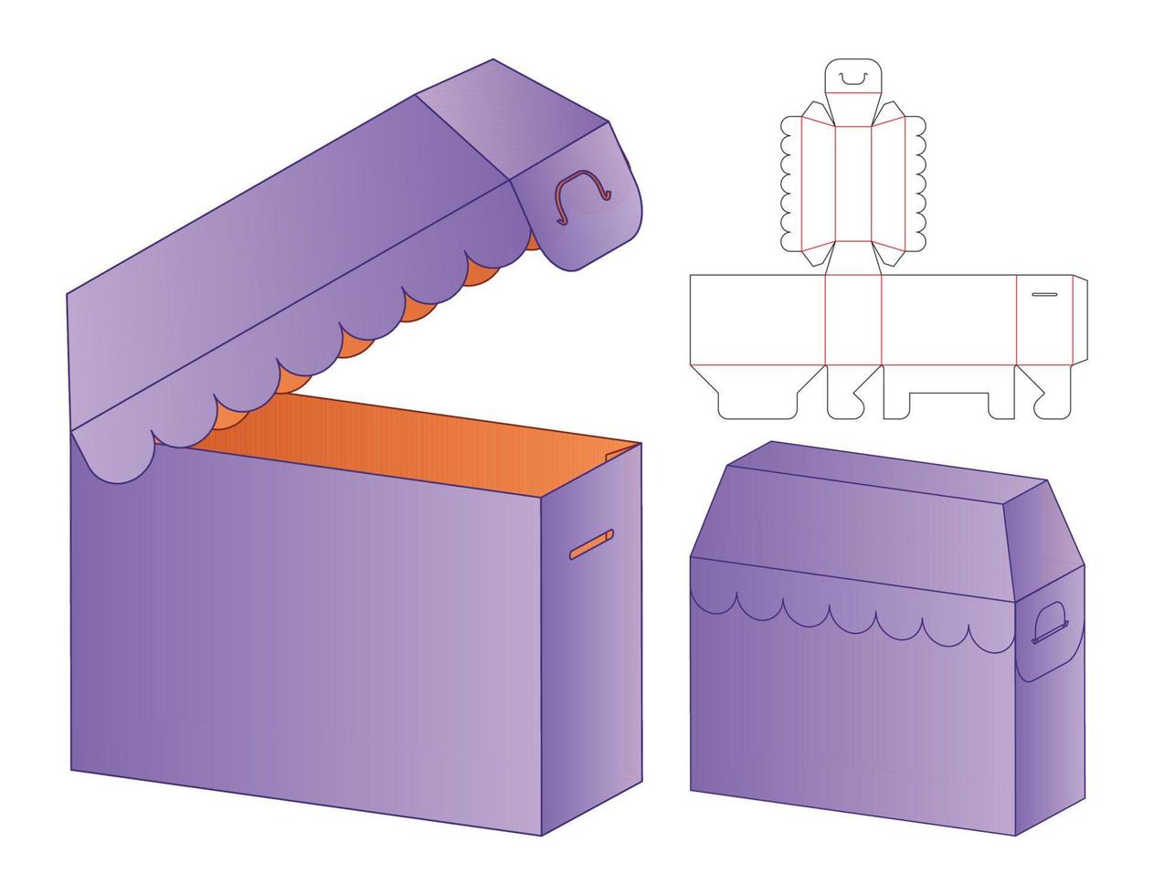 Box Verpackung gestanzte Vorlage Design. 3D-Modell vektor