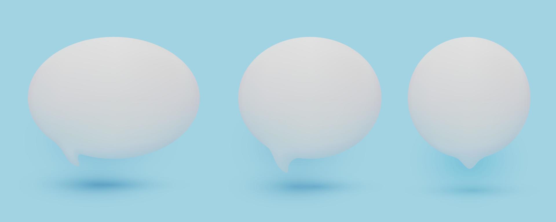 uppsättning av 3d söta vita pratbubbla ikoner, isolerad på rosa pastell bakgrund. vektor mesh 3d chat Ikonuppsättning