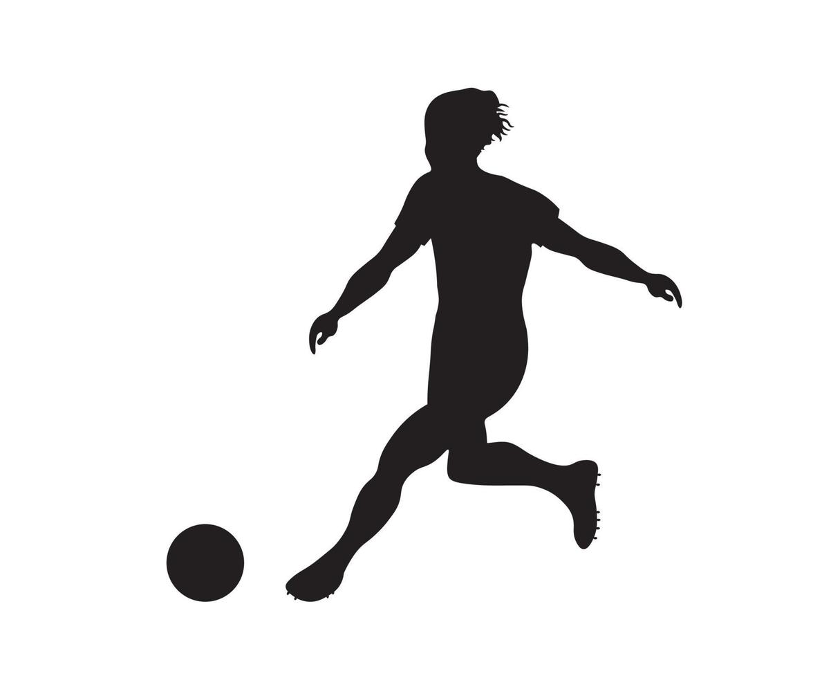 schwarzer Schatten eines Fußballspielers auf weißem Hintergrund vektor