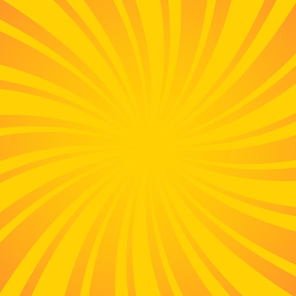 Hintergrund des verdrehten Sonnendurchbruchs. wirbeln Sie gelben Entwurf mit orange Streifen. vektor