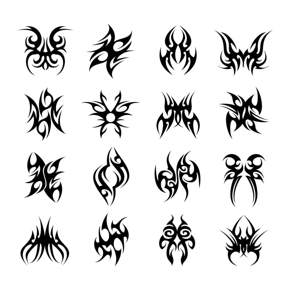 Tattoo-Design-Element-Vektor-Set vektor