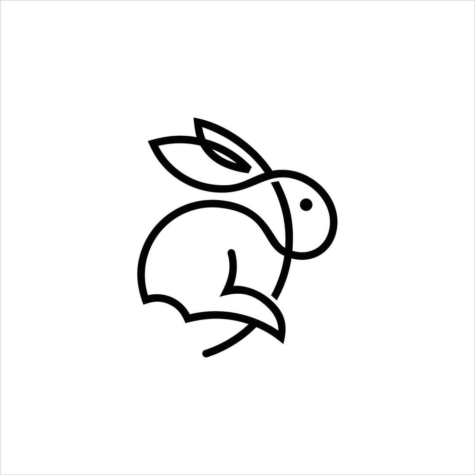 springendes kaninchenlogo einfache monolinie vektor