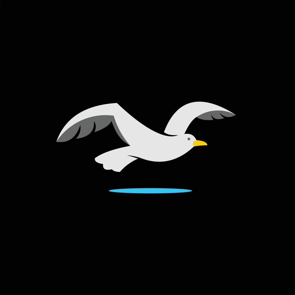 flygande seagull logotyp enkel tecknad fågelillustration vektor