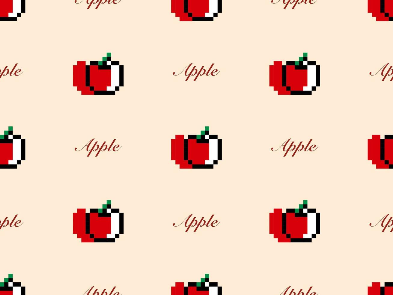 apple seriefigur seamless mönster på orange bakgrund. vektor