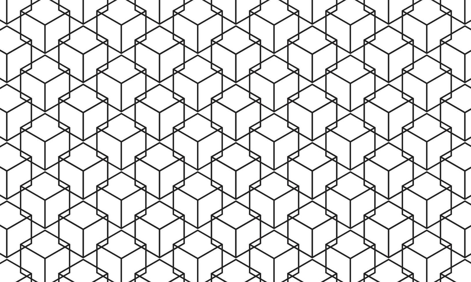 schwarzes abstraktes geometrisches Muster, schwarzer quadratischer Musterhintergrund, Vektorlinienmuster auf weißem Hintergrund vektor