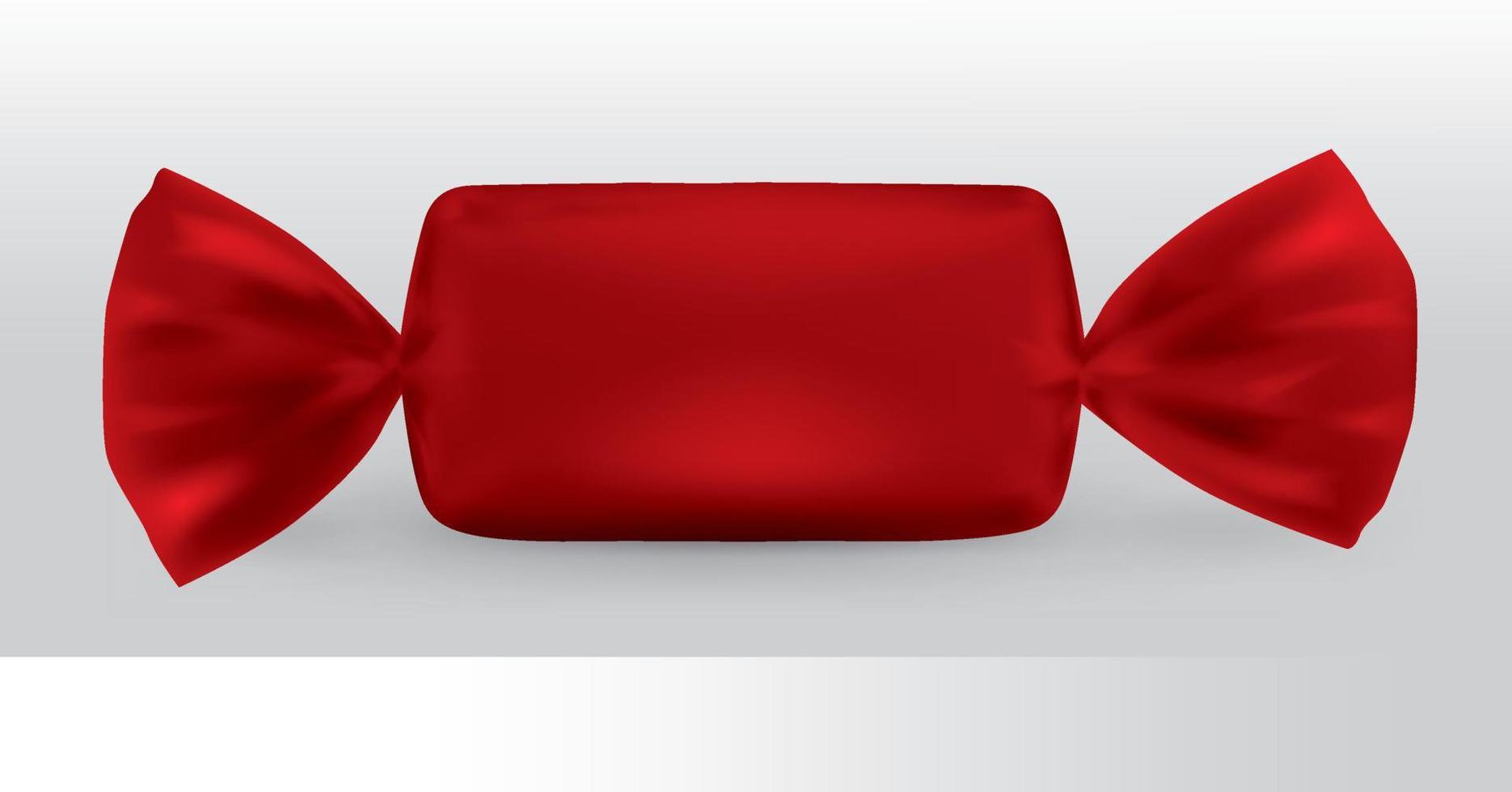 rotes rechteckiges Bonbonpaket für neues Design, Isolierung des Produkts auf weißem Hintergrund mit Reflexionen und rote Lötfarbe. vektor