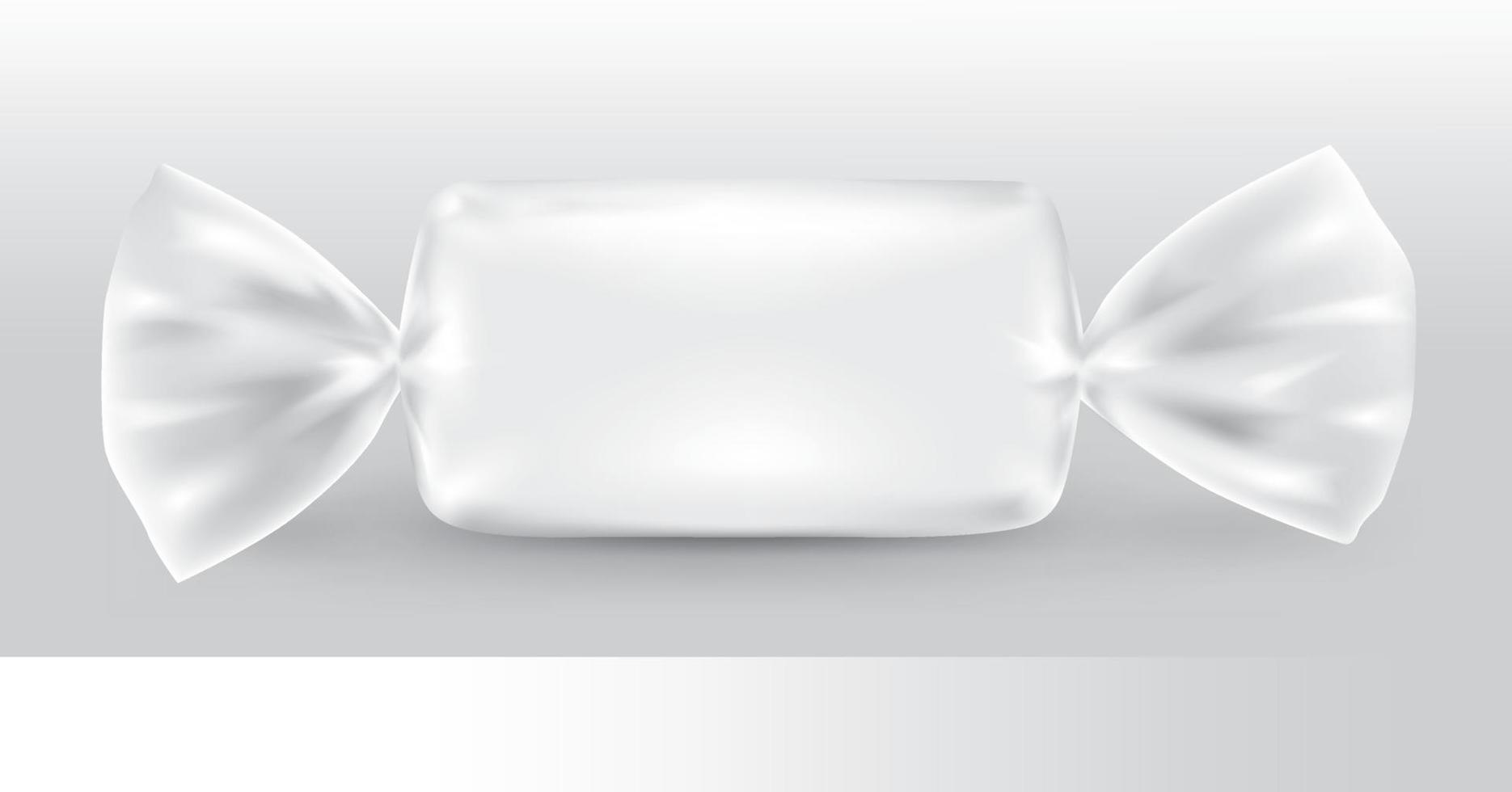 weißes rechteckiges Bonbonpaket für neues Design, Isolierung des Produkts auf weißem Hintergrund mit Reflexionen und lötender weißer Farbe. vektor