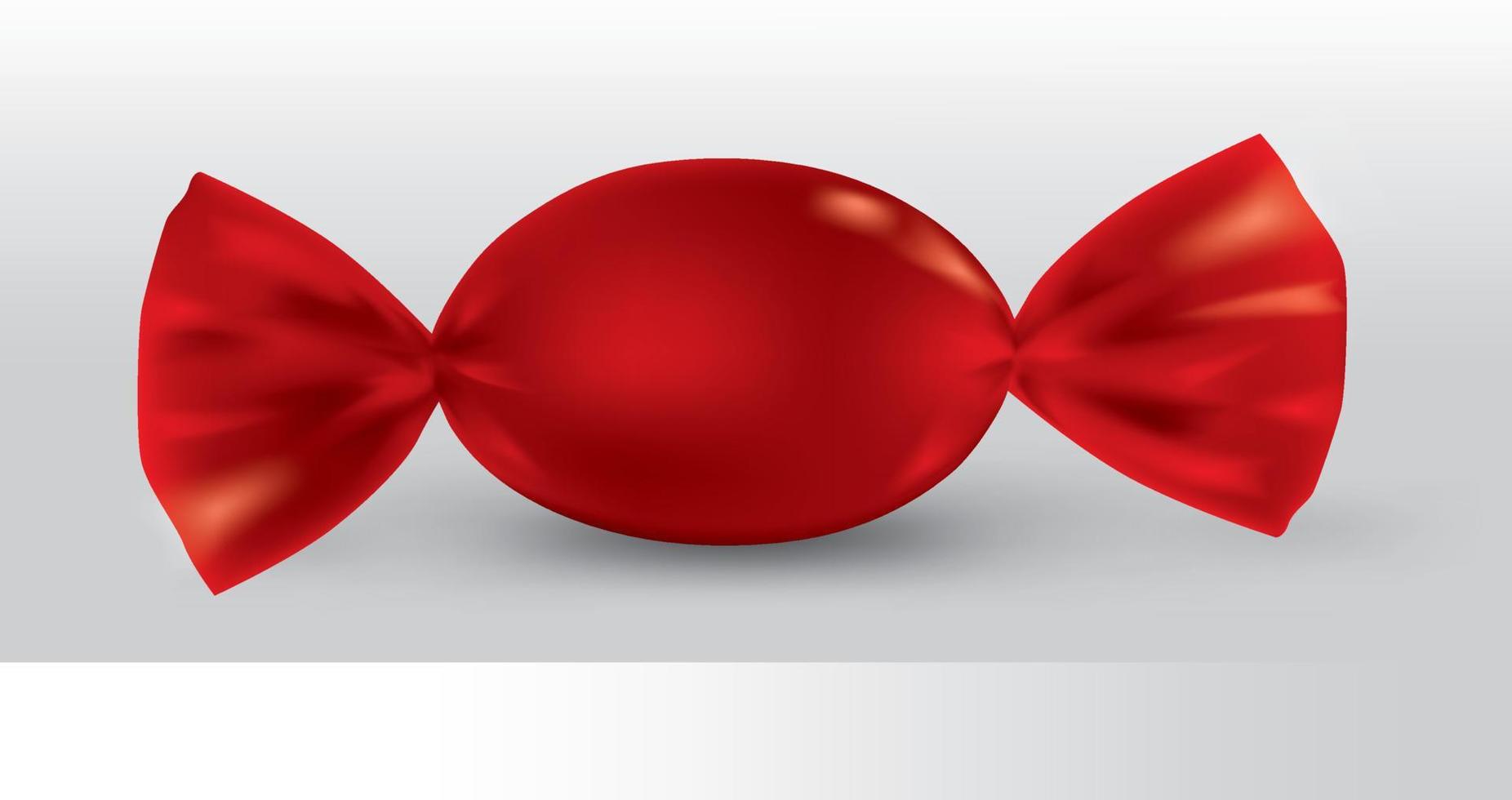 rött ovalt godispaket för ny design, isolering av produkten på en vit bakgrund med reflektioner och lödning röd färg. vektor