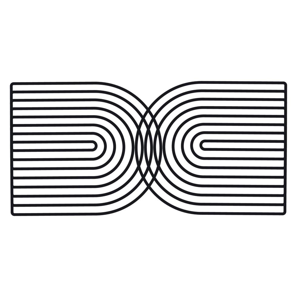 Portal, Bogen mit Linien, geometrische Form. Monochrom, Graustufen, schwarze Streifen. Verwendung für Montage, Überlagerung oder Textur. isolierter, transparenter Hintergrund. vektor