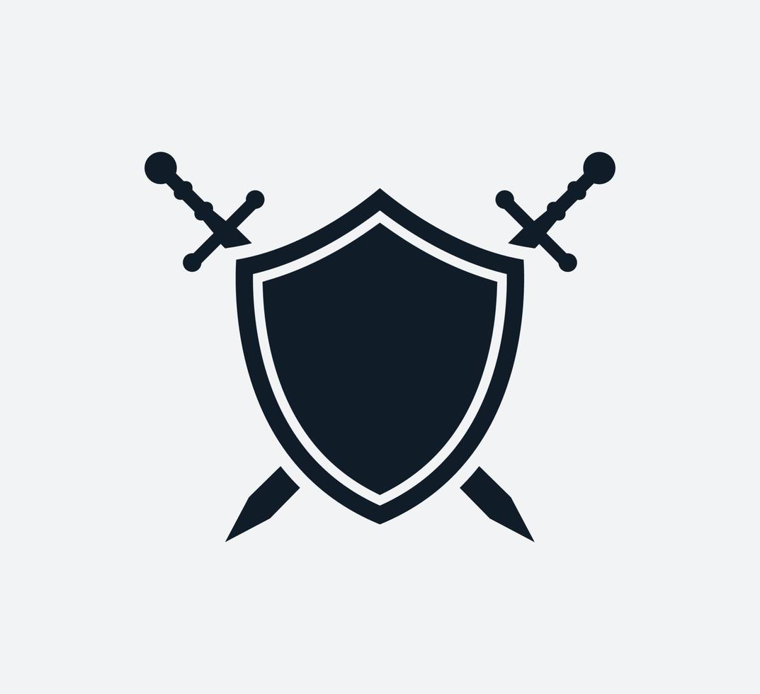 sköld och svärd ikon vektor logotyp formgivningsmall