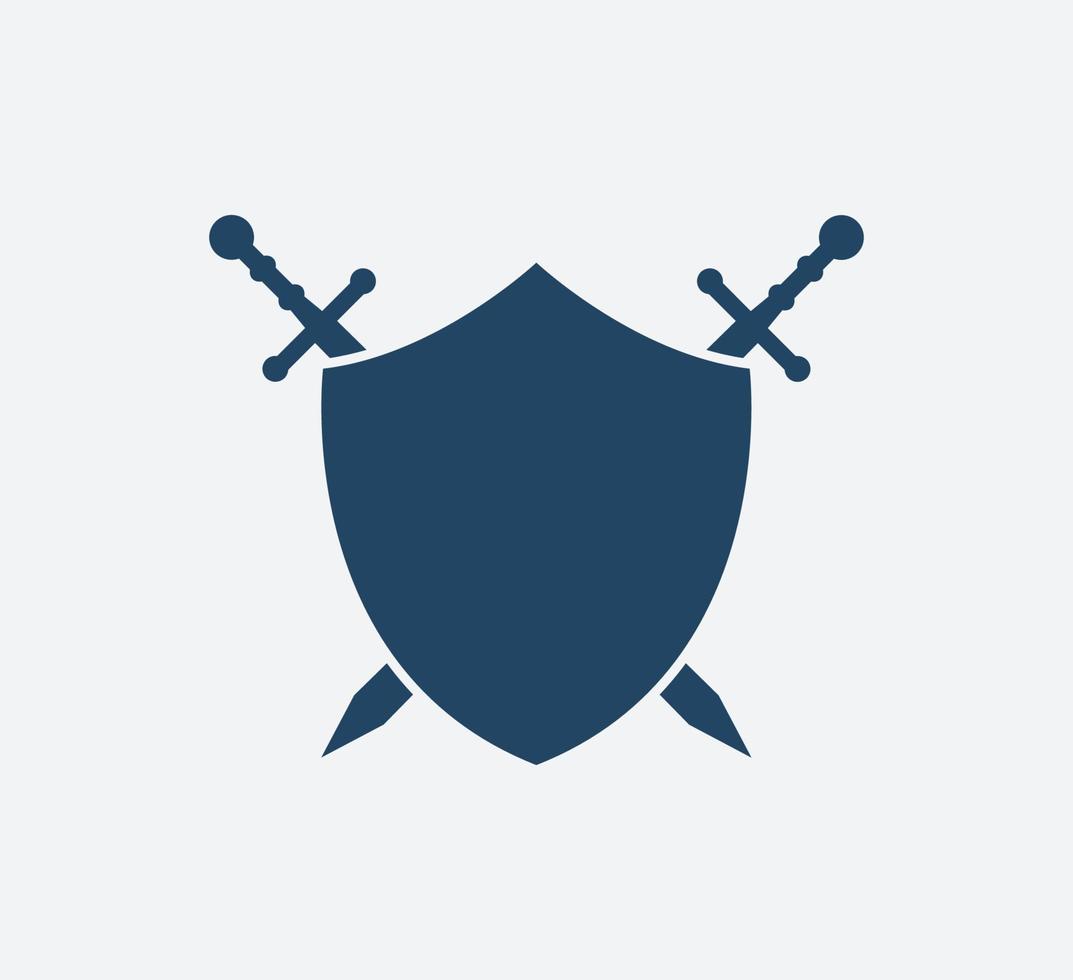 sköld och svärd ikon vektor logotyp formgivningsmall