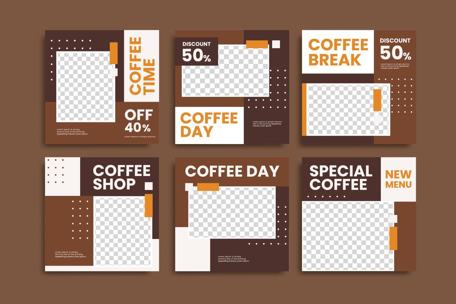 kafé post mall. uppsättning av redigerbar minimalistisk fyrkantig mall. vektor