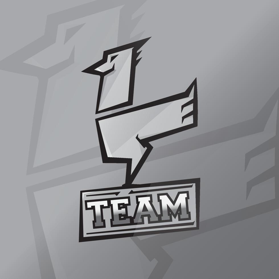 ein wildes Esport-Logo mit silbernem Hahn, perfekt für Team- oder persönliche Logos vektor