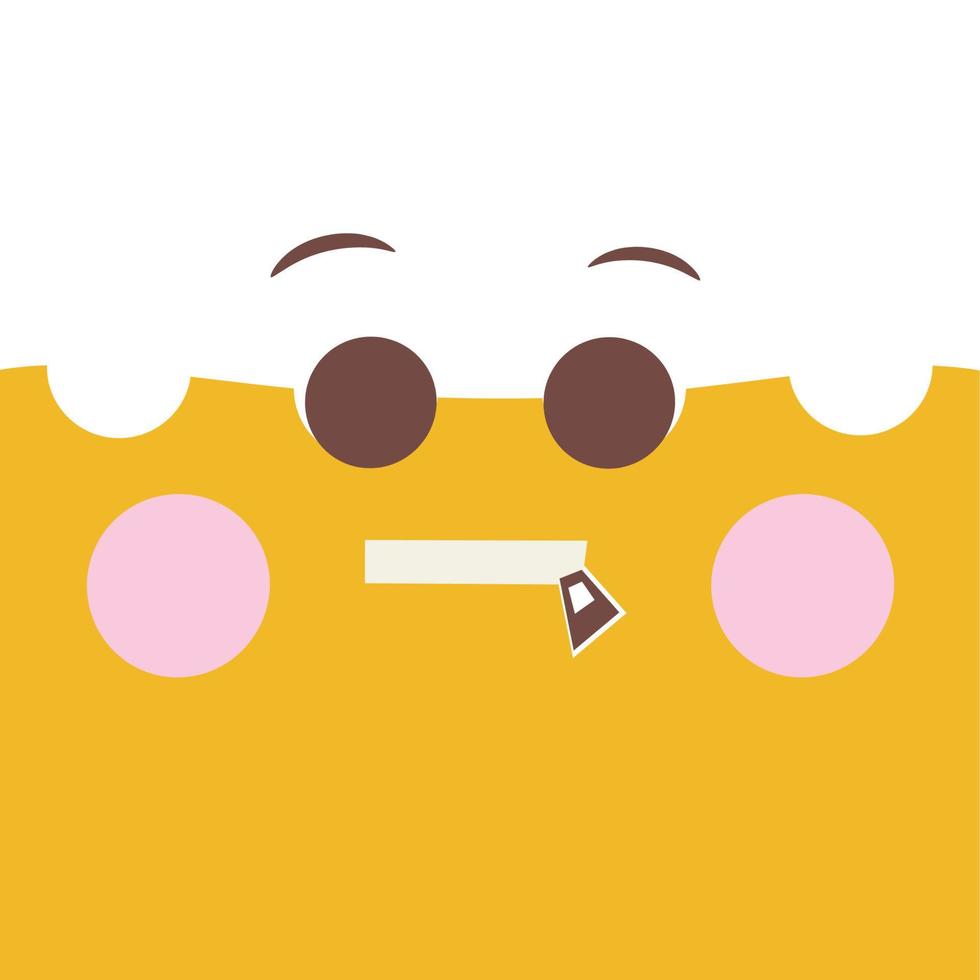 platt uttryckssymbol söt emoji-klistermärke vektor