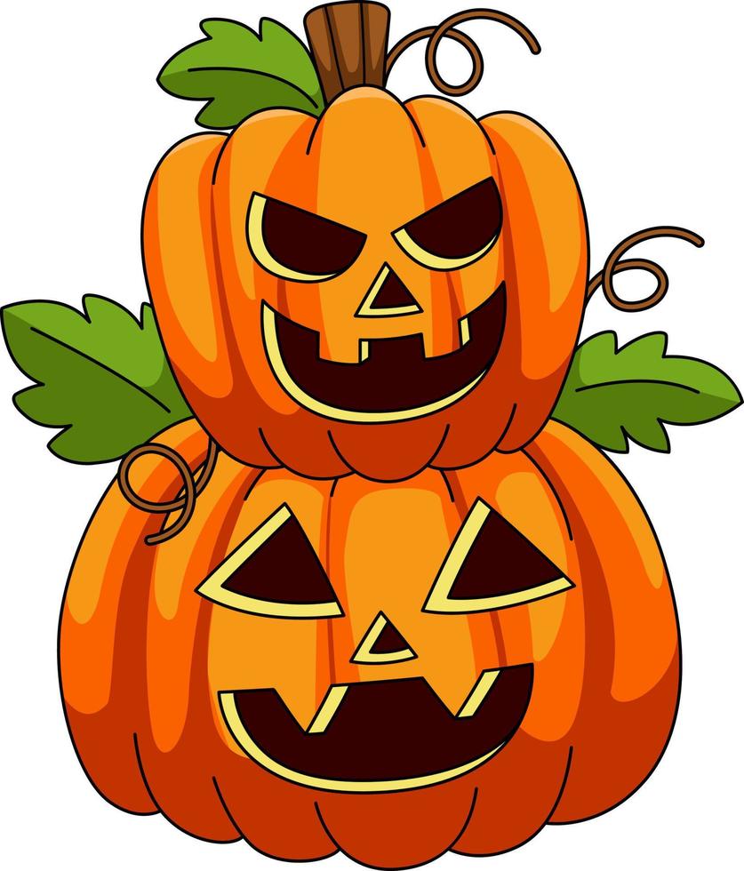 halloween 2 nivåer pumpa tecknad färgad clipart vektor