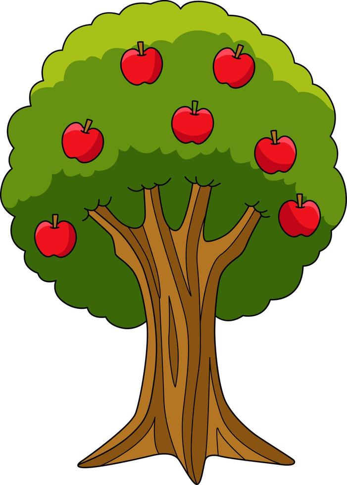 Apfelbaum-Cartoon farbige Clipart-Illustration vektor