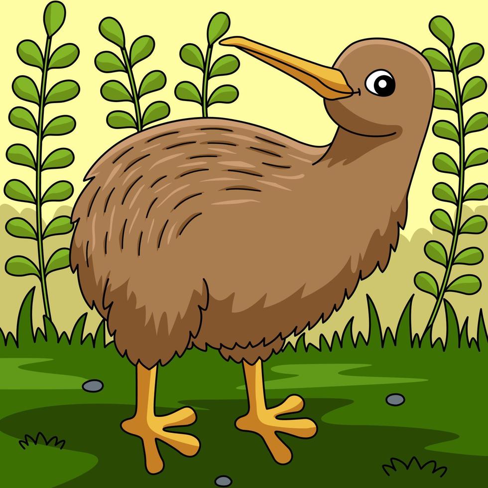 kiwi tierfarbige karikaturillustration vektor