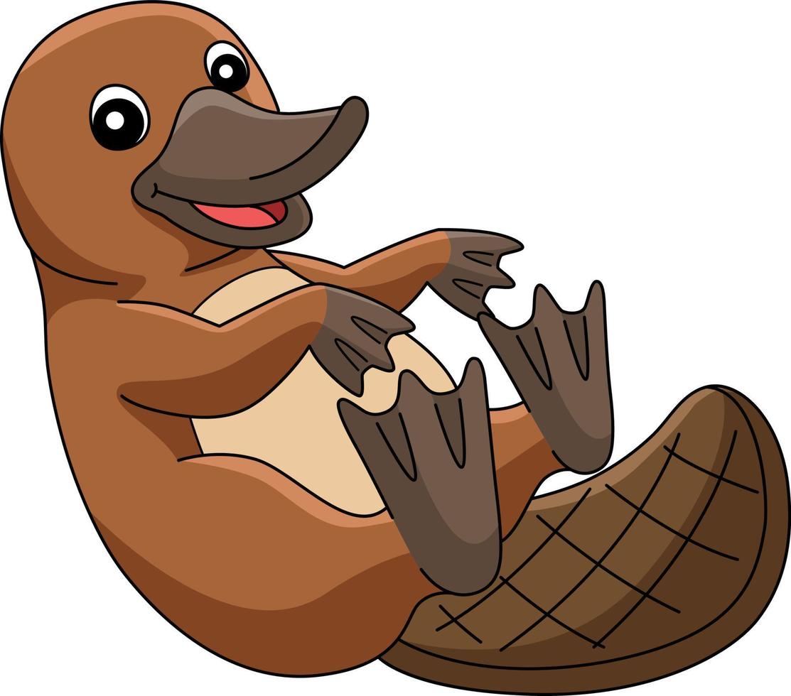 platypus djur tecknad färgad clipart vektor