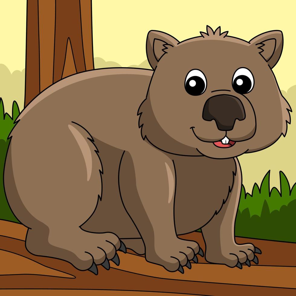 wombat tierfarbige karikaturillustration vektor