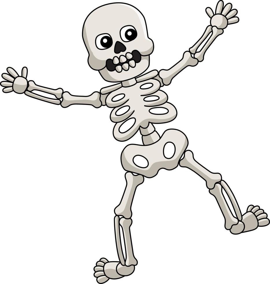 dansande skelett halloween tecknad färgad clipart vektor