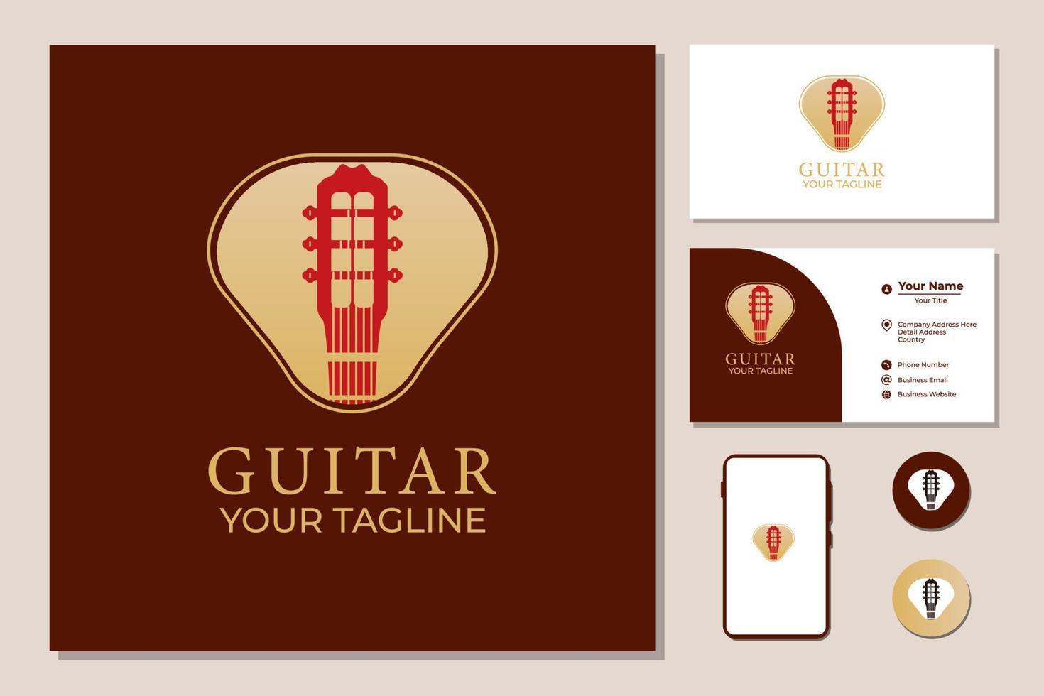 akustisk gitarr minimalistisk logotypdesign vektorgrafik vektor