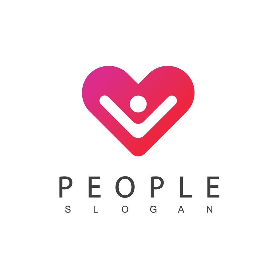 People Care Logo mit Liebessymbol vektor
