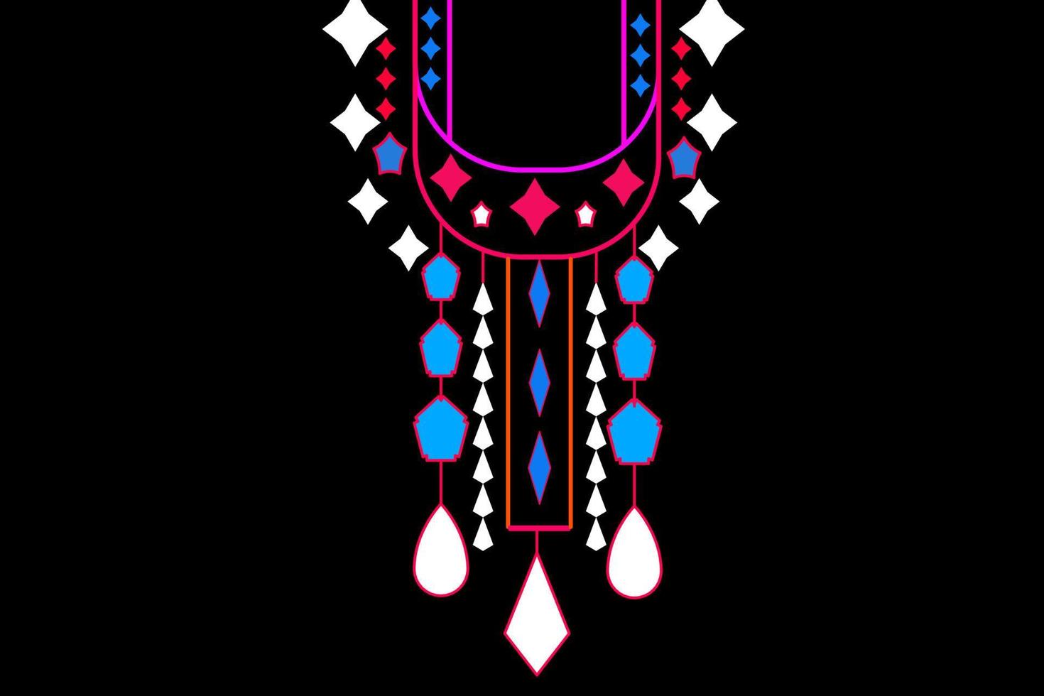 traditionella geometriska etniska mönster, krage broderi design för kvinna vektor