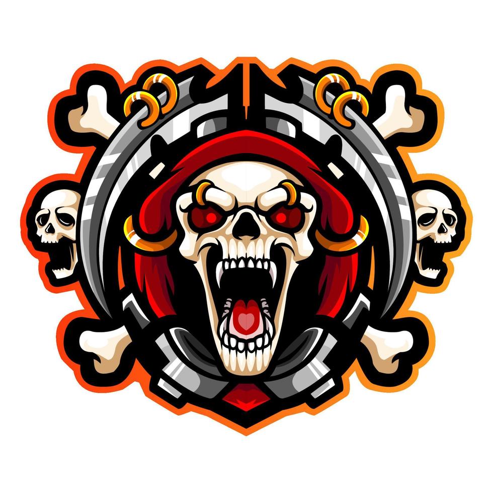 grim reaper head esport logotyp maskot design vektor