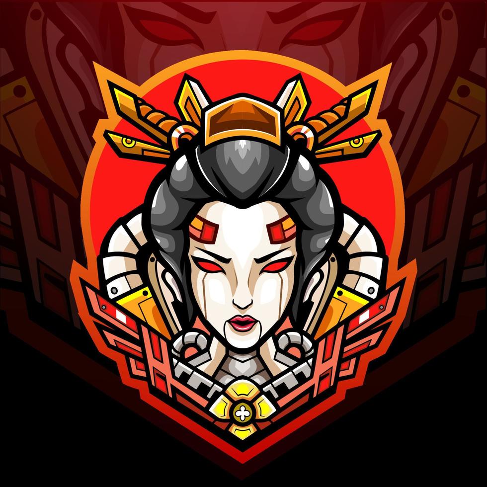 geisha mecha esport logotyp maskot design. vektor