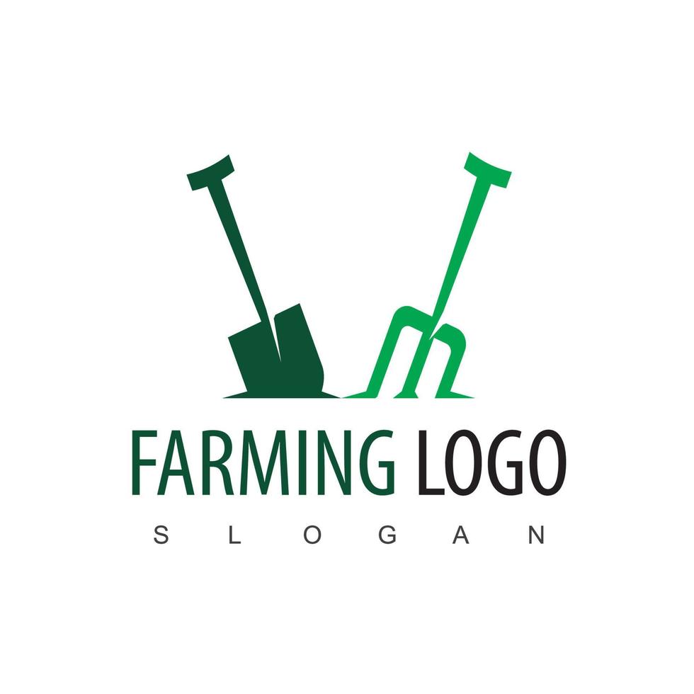 gård logotyp med spade symbol vektor