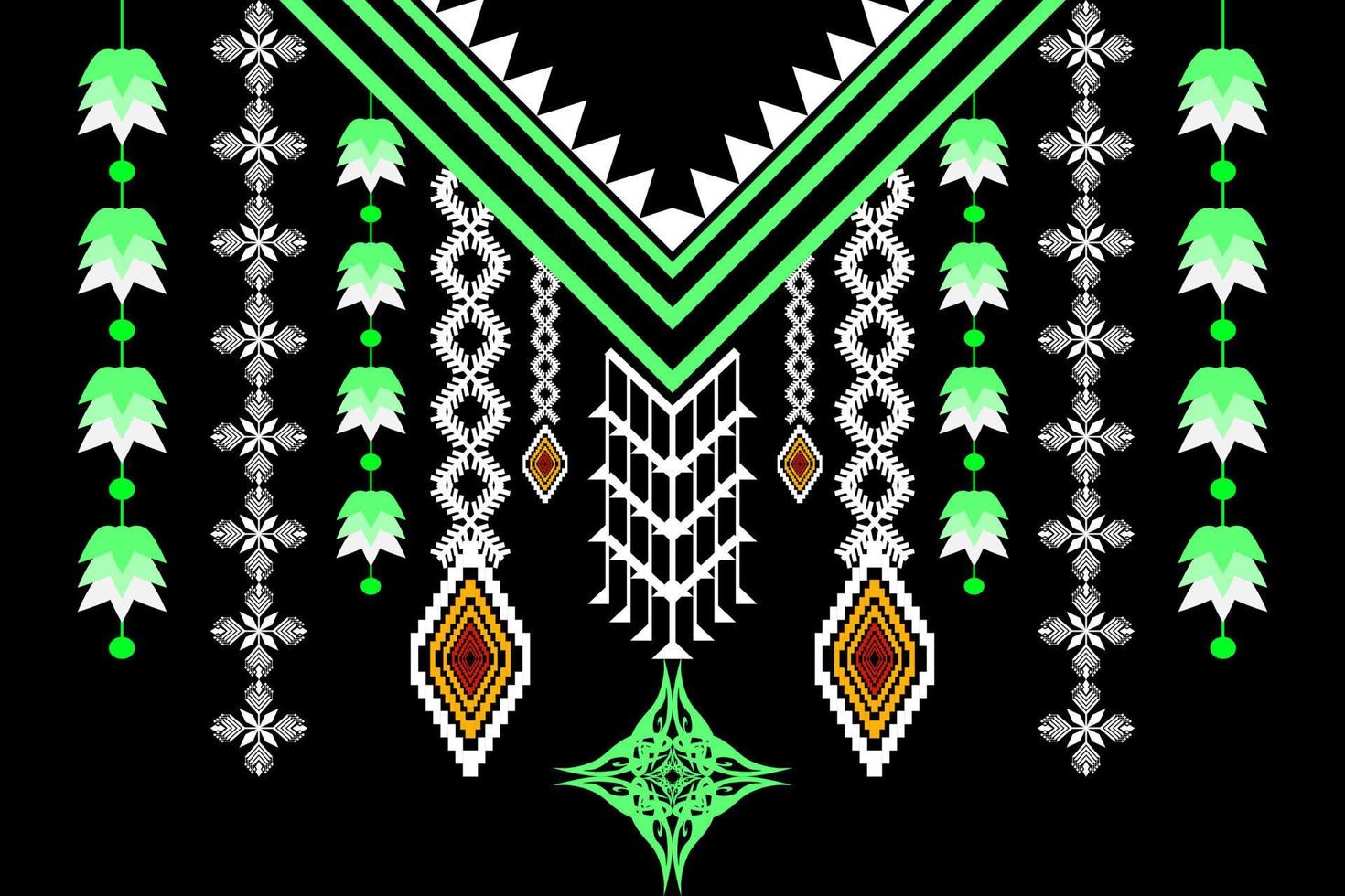 geometriska etniska orientaliska mönster traditionella .floral halsband broderi design för mode kvinnor.bakgrund, tapeter, kläder och omslag. vektor