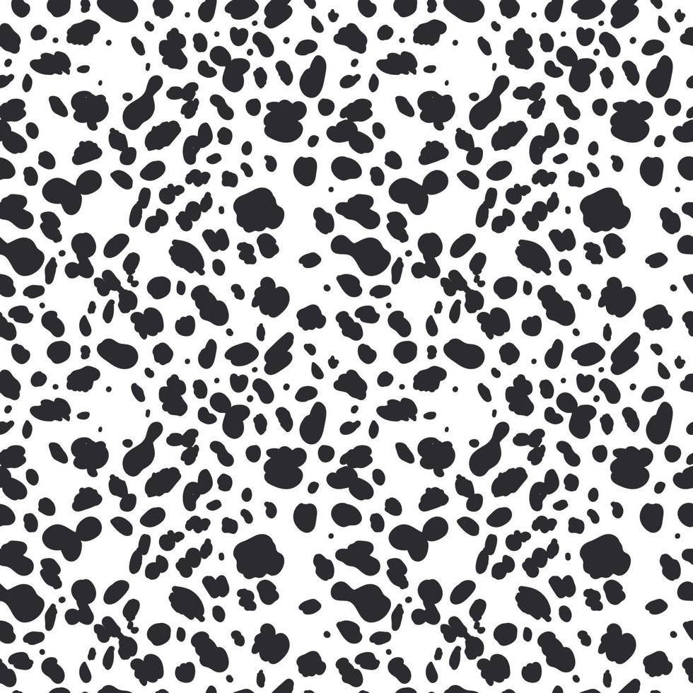 dalmatinisches nahtloses Muster. Tierhautdruck. Hund und Kuh schwarze Punkte auf weißem Hintergrund. Vektor-Illustration vektor