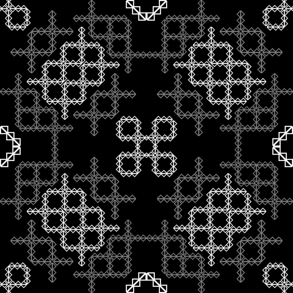 svart vit asiatisk blommig etnisk geometrisk vektor