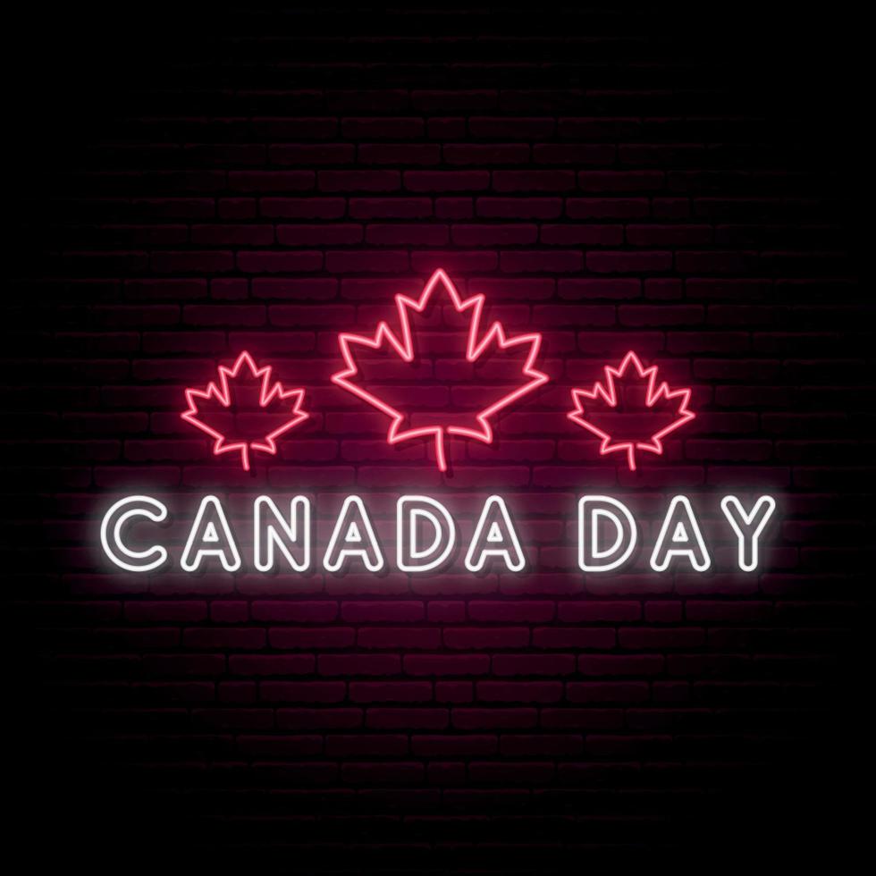 happy canada day neonskylt. vektor