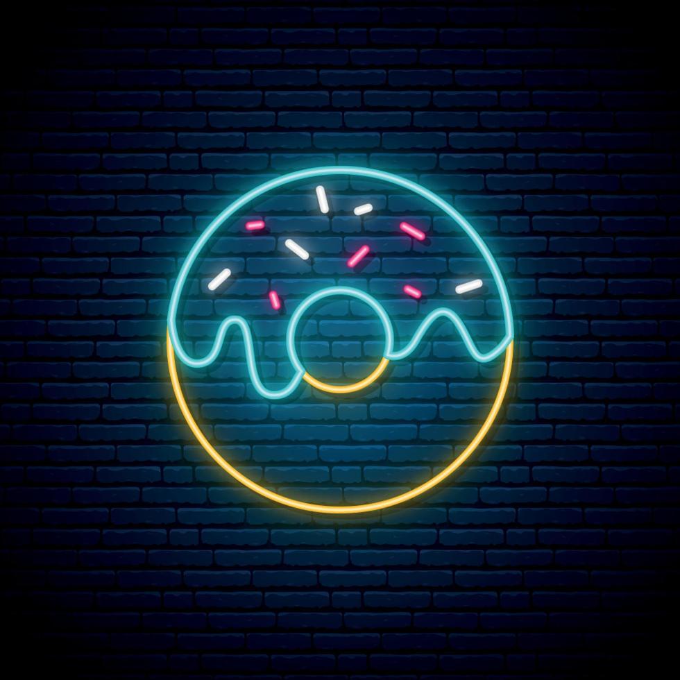 Neon-Donut-Schild. vektor