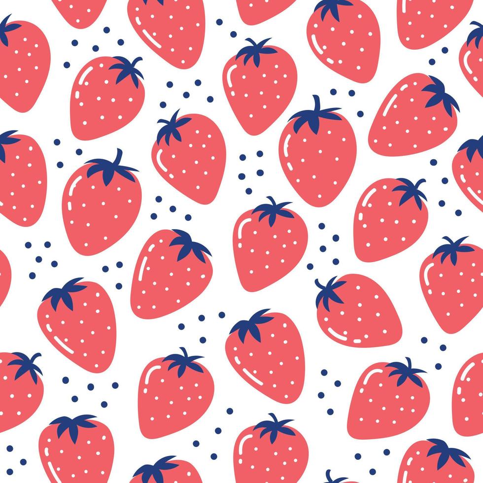 Nahtloses Muster Erdbeerfrucht mit Punkten auf weißem Hintergrund vektor