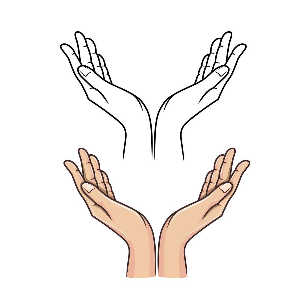 beten oder Pflege Hand Symbol Vektor Illustration auf weißem Hintergrund