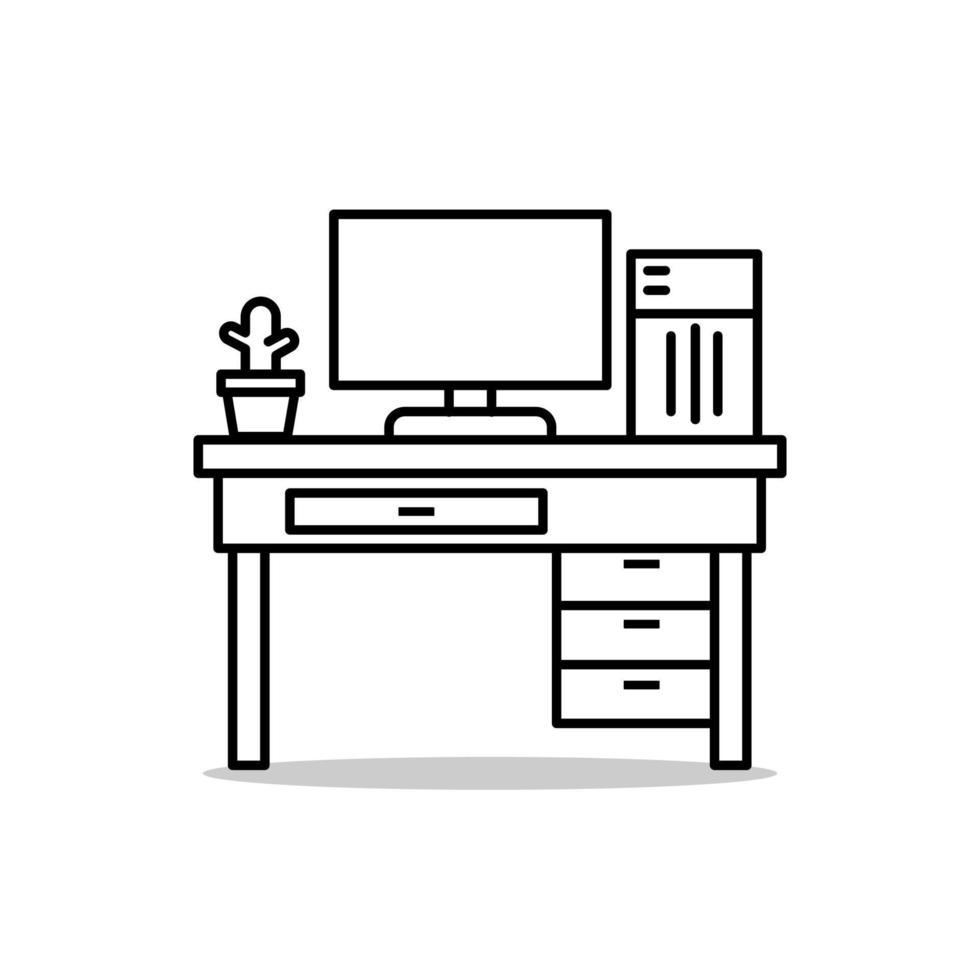 Schreibtischsymbol isoliert auf weißem Hintergrund vektor