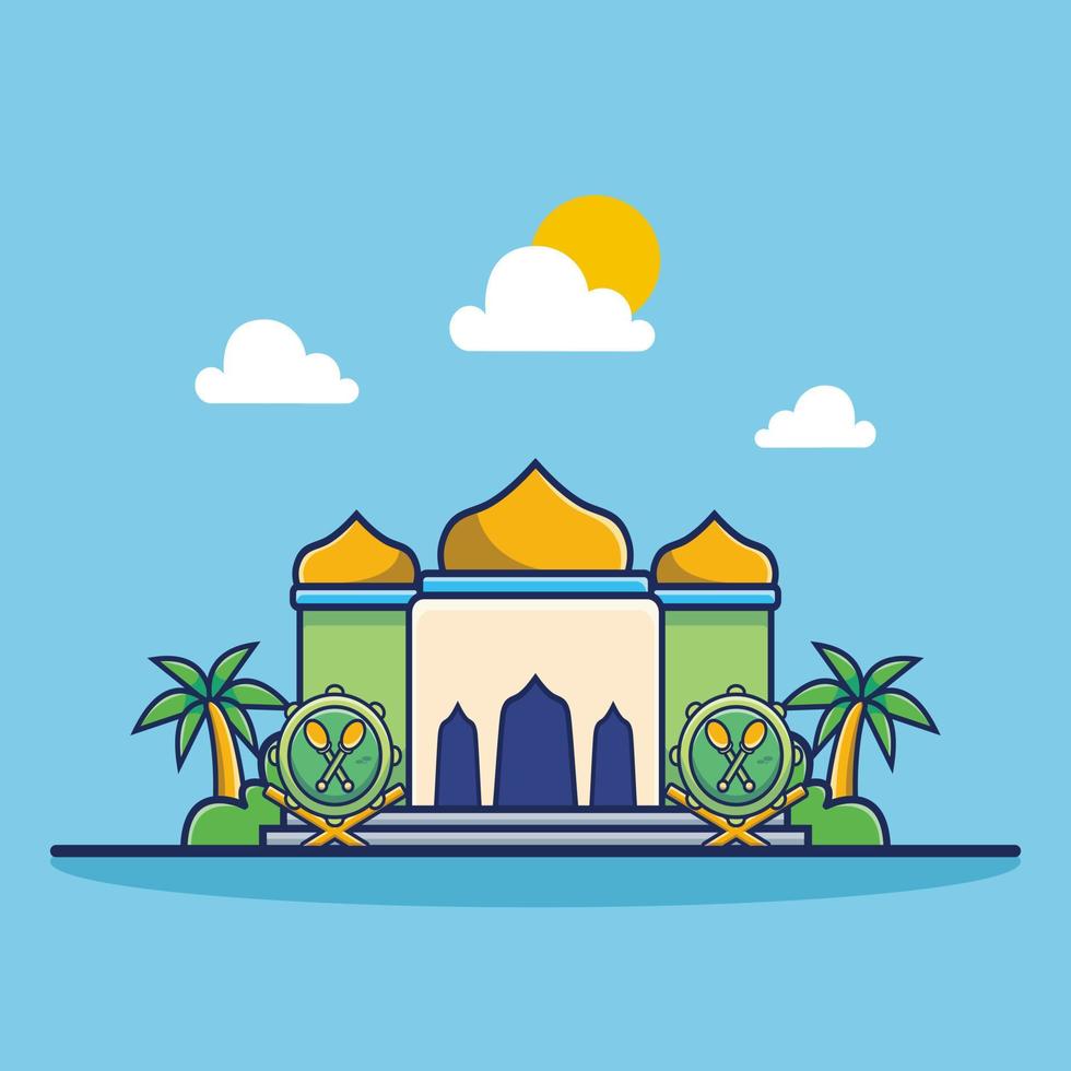 Moschee-Vektor-Symbol-Illustration, muslimisches Gebäude-Symbol-Konzept Premium-Vektor vektor