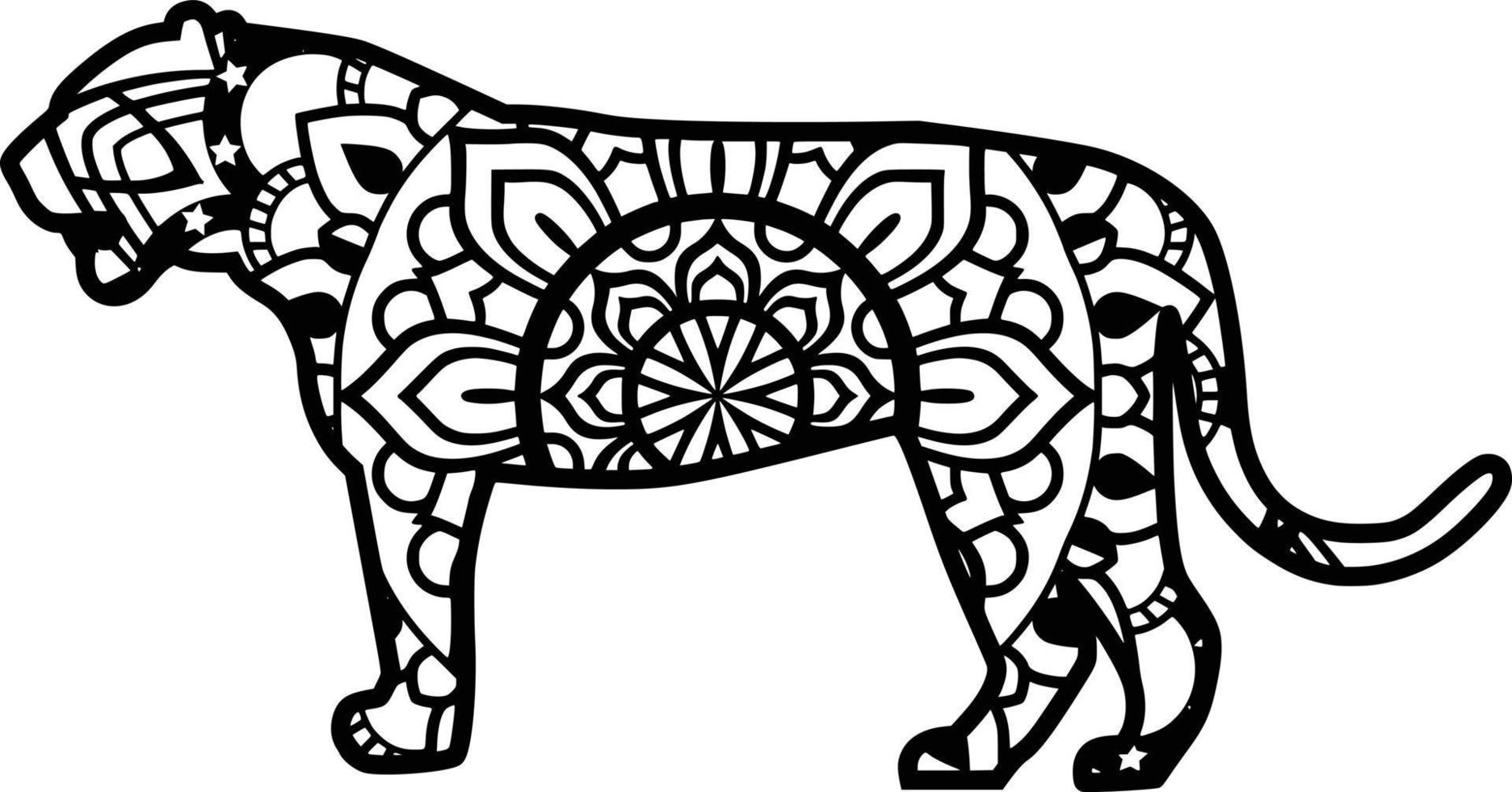 tiger, mandala mönster, designelement vektor