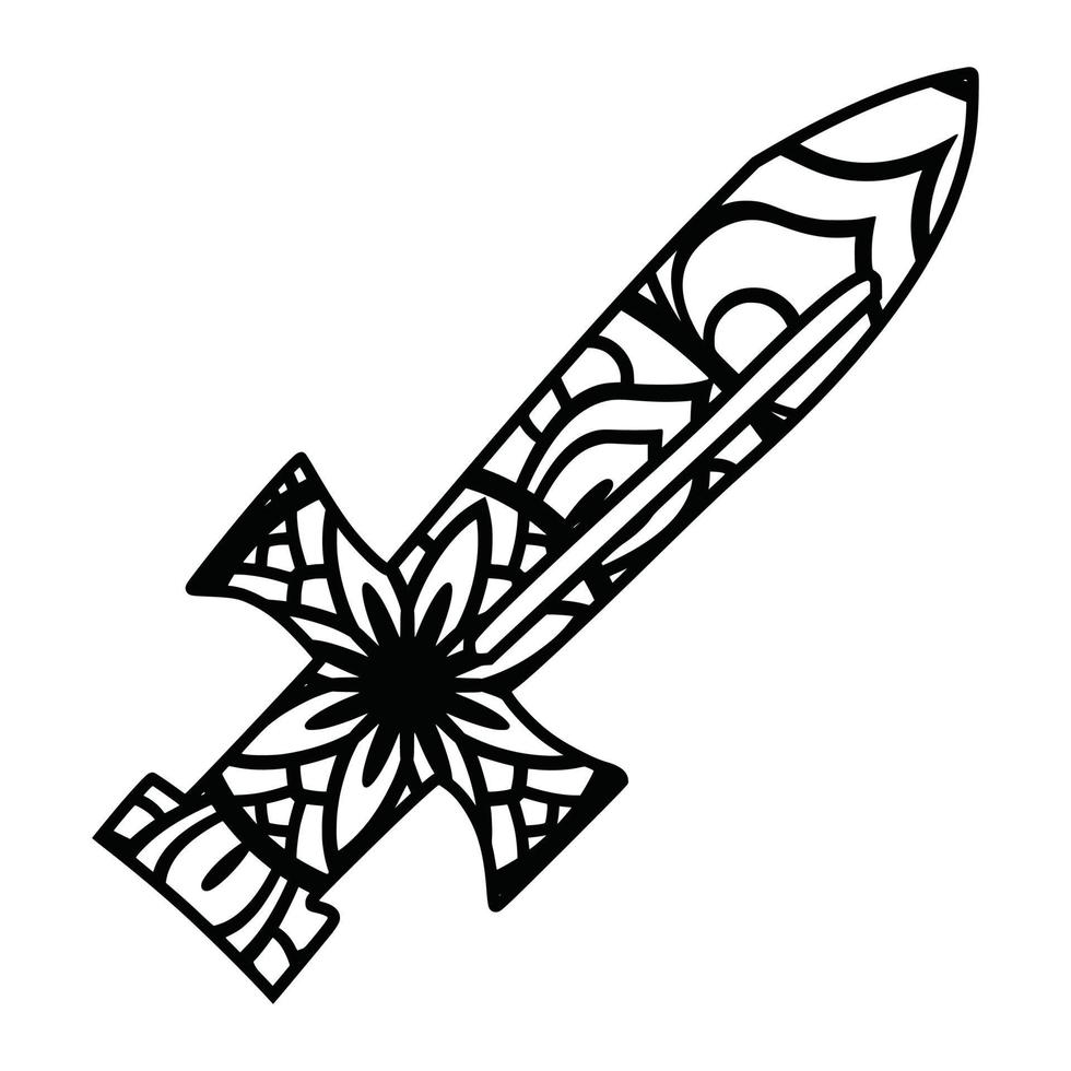 Schwert, Mandalamuster, Gestaltungselement vektor