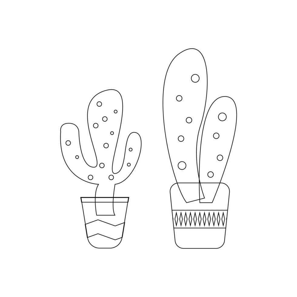 kaktus cinco de mayo element lineare illustration zum ausmalen von seiten vektor