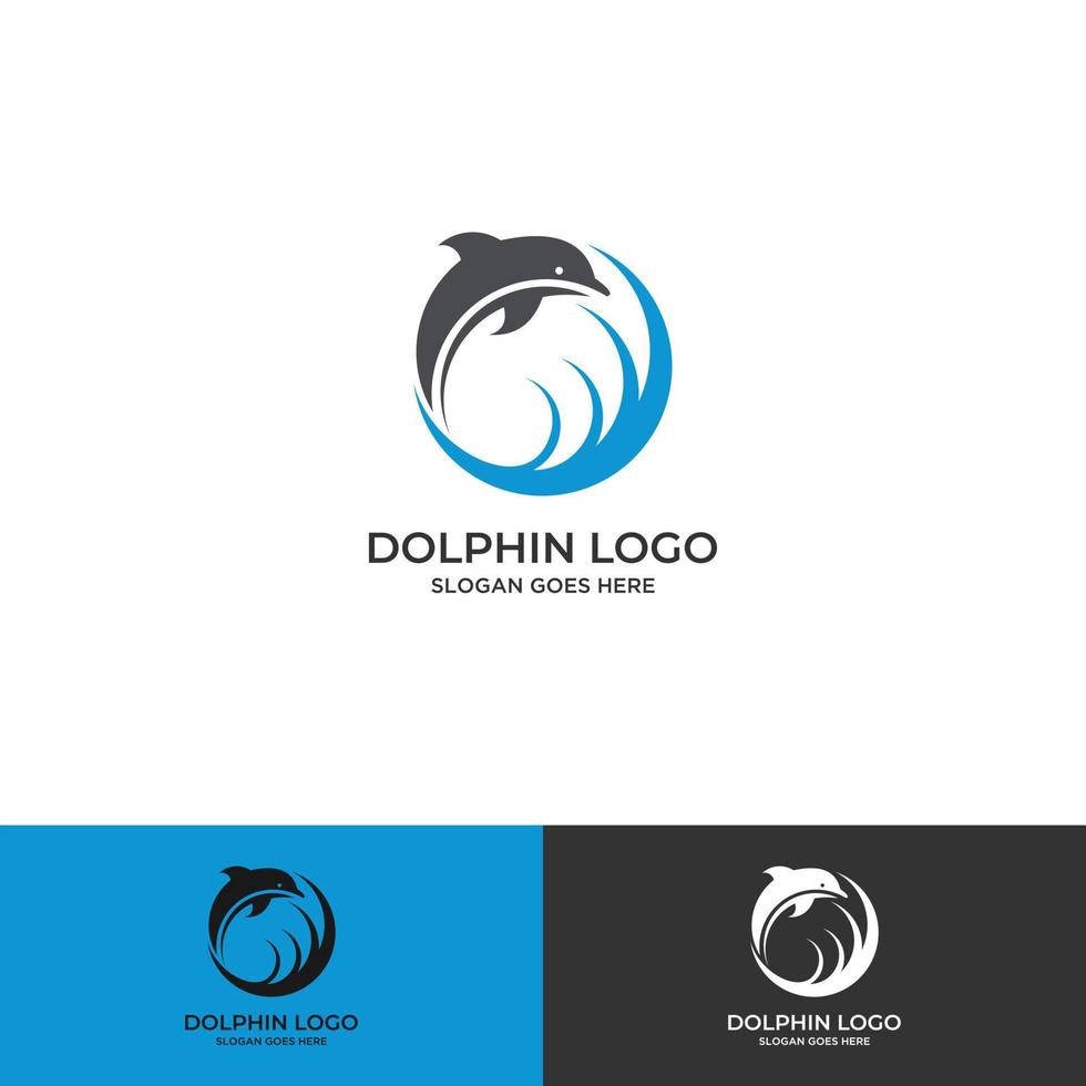 . Delphin auf der Welle. Symbol für Wassertiere. abstraktes alphabet, schriftemblem. Branding-Identität Unternehmensvektor-Logo-Design-Vorlage isoliert auf weißem Hintergrund vektor