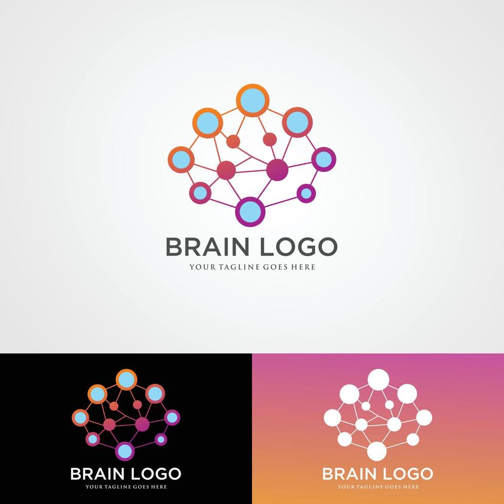 Gehirn künstliche Intelligenz Logo Desain Vektorvorlage Gaya Linear. teknologi ai konsep Brainstorming-Logo. vektor