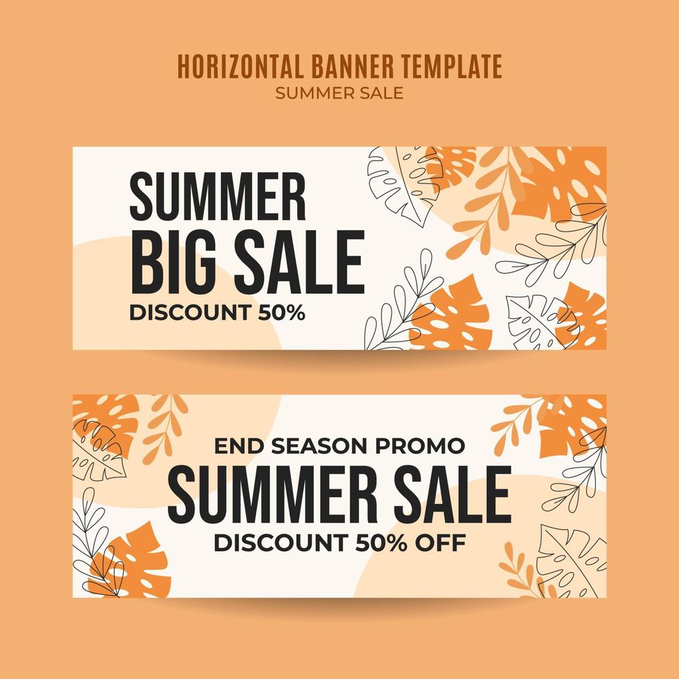 Happy Summer Sale Web Banner für Social Media horizontales Poster, Banner, Raumfläche und Hintergrund vektor