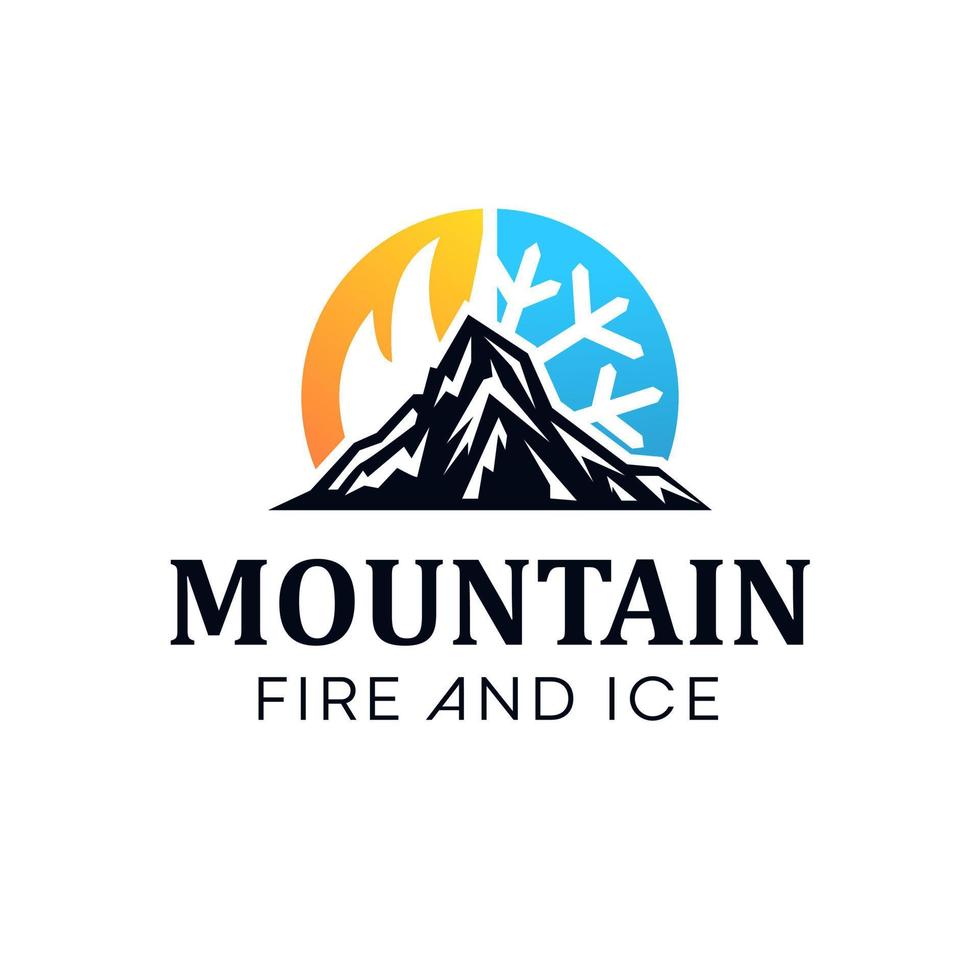 eld kall snö logotyp formgivningsmall högt berg vektor