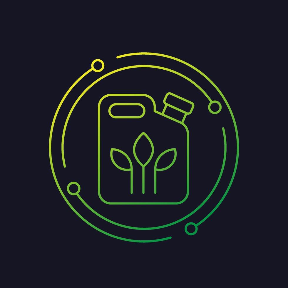 biobränsle linje ikon med kapsel och växt, vektor